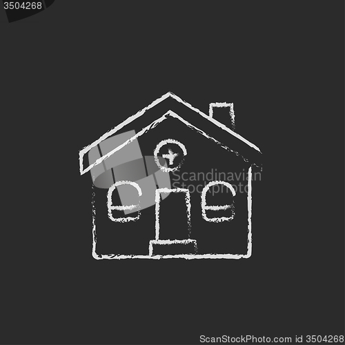 Image of Detached house icon drawn in chalk.