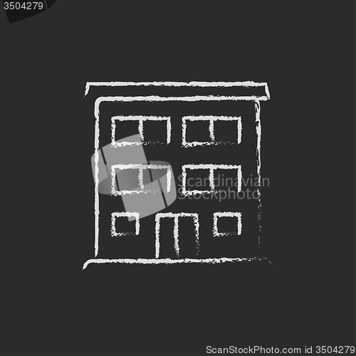 Image of Residential building icon drawn in chalk.