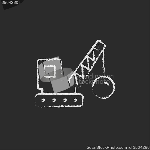 Image of Demolition crane icon drawn in chalk.