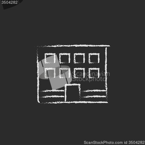 Image of Office building icon drawn in chalk.