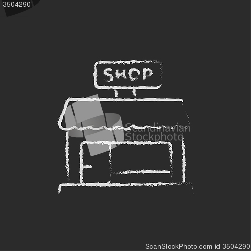 Image of Shop store icon drawn in chalk.