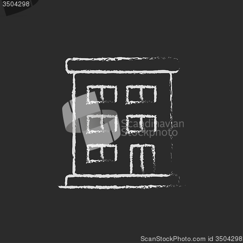 Image of Residential building icon drawn in chalk.