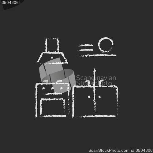 Image of Kitchen interior icon drawn in chalk.