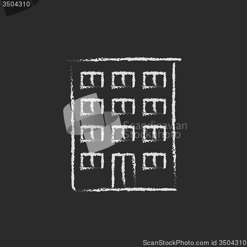 Image of Residential building icon drawn in chalk.