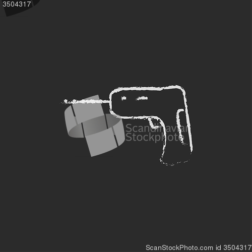 Image of Hammer drill icon drawn in chalk.