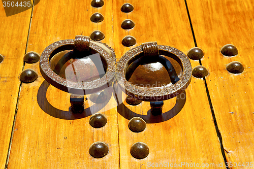 Image of brown  morocco in africa the old wood  facade home and  