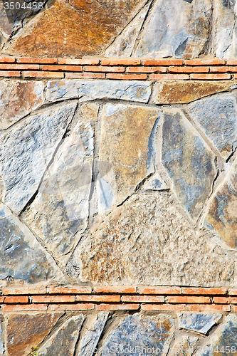 Image of rocks stone and red orange gneiss in the wall of morocco