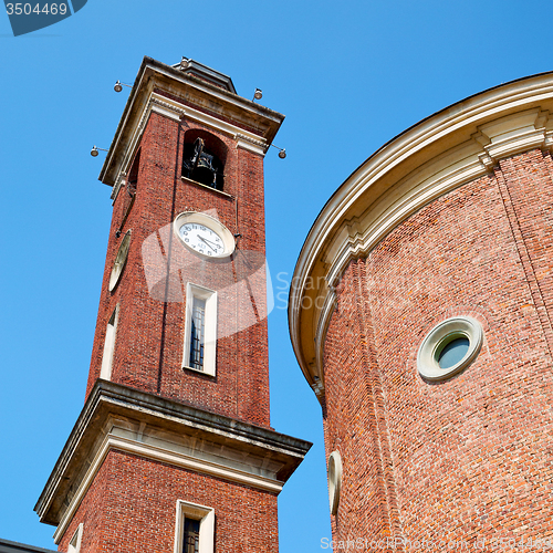 Image of  building  clock tower in italy europe old  stone and bell