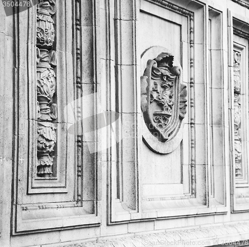 Image of england  historic   marble and statue in old city of london 
