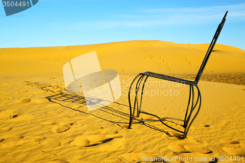 Image of table and seat in desert  sahara morocco    africa 