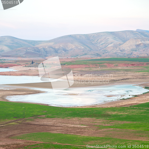 Image of pond and lake in the mountain morocco land 