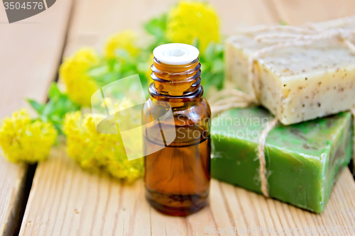 Image of Oil and soap with Rhodiola rosea on board