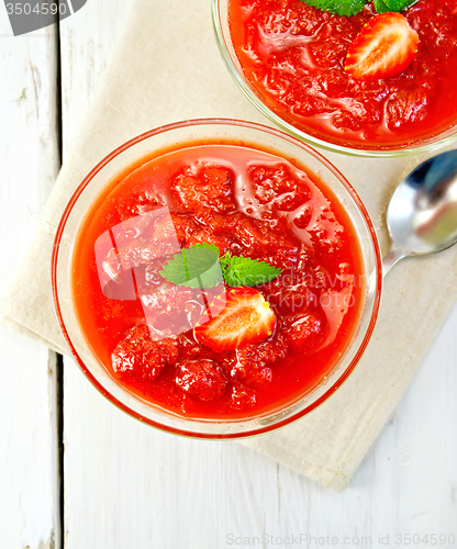 Image of Dessert strawberry-vanilla in two glassful on board top