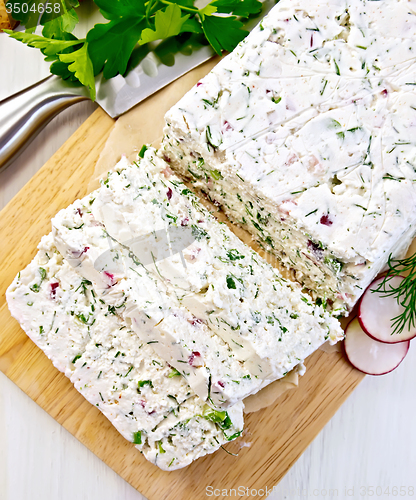 Image of Terrine of curd and radish on board top