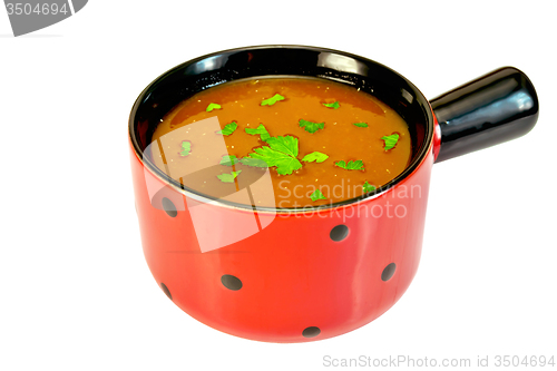 Image of Soup tomato in red bowl