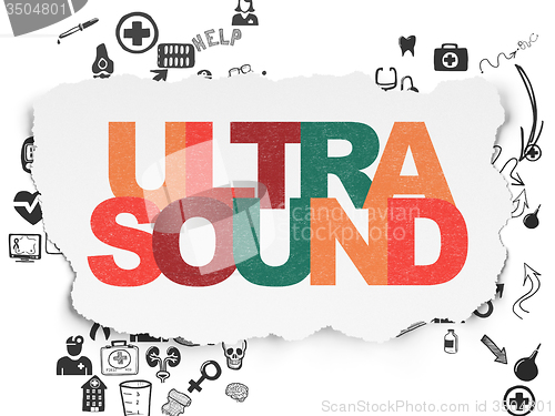 Image of Healthcare concept: Ultrasound on Torn Paper background