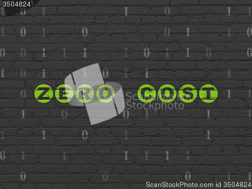 Image of Business concept: Zero cost on wall background