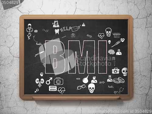 Image of Medicine concept: BMI on School Board background