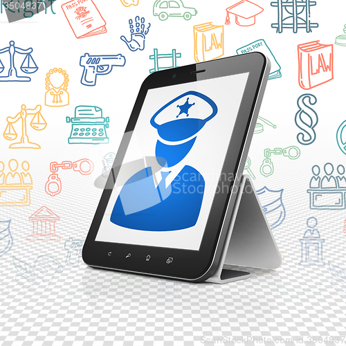 Image of Law concept: Tablet Computer with Police on display
