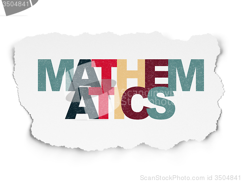 Image of Studying concept: Mathematics on Torn Paper background