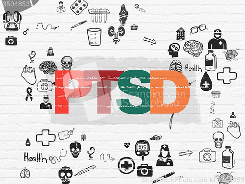 Image of Medicine concept: PTSD on wall background