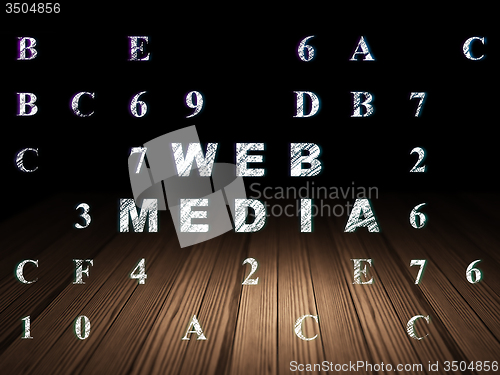 Image of Web design concept: Web Media in grunge dark room
