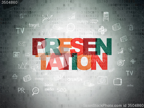 Image of Marketing concept: Presentation on Digital Paper background