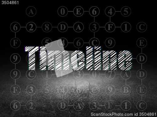 Image of Time concept: Timeline in grunge dark room
