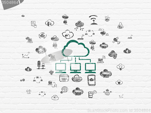 Image of Cloud computing concept: Cloud Network on wall background