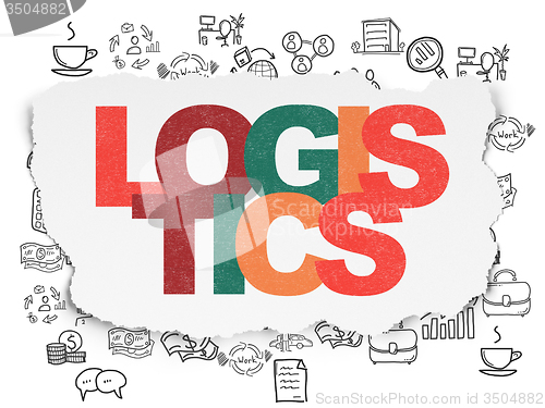 Image of Business concept: Logistics on Torn Paper background