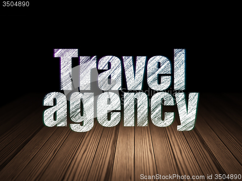 Image of Travel concept: Travel Agency in grunge dark room