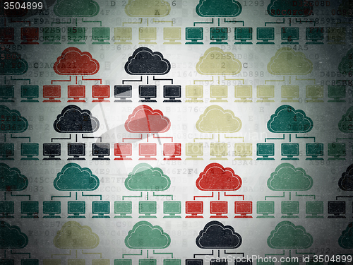 Image of Cloud technology concept: Cloud Network icons on Digital Paper background