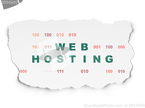 Image of Web design concept: Web Hosting on Torn Paper background