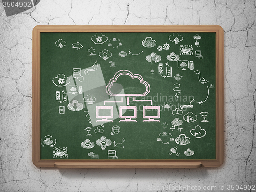 Image of Cloud technology concept: Cloud Network on School Board background