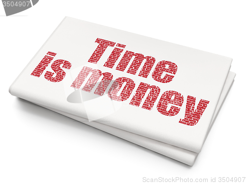 Image of Timeline concept: Time Is money on Blank Newspaper background