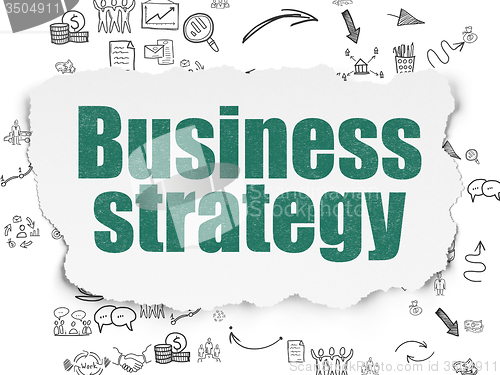 Image of Business concept: Business Strategy on Torn Paper background