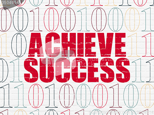 Image of Finance concept: Achieve Success on wall background