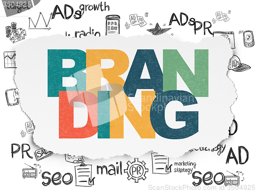 Image of Advertising concept: Branding on Torn Paper background