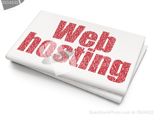 Image of Web design concept: Web Hosting on Blank Newspaper background