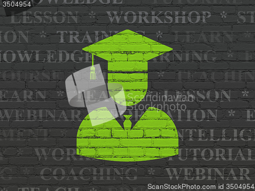 Image of Studying concept: Student on wall background