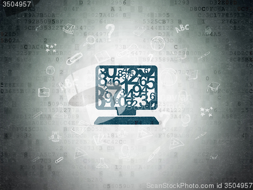 Image of Studying concept: Computer Pc on Digital Paper background