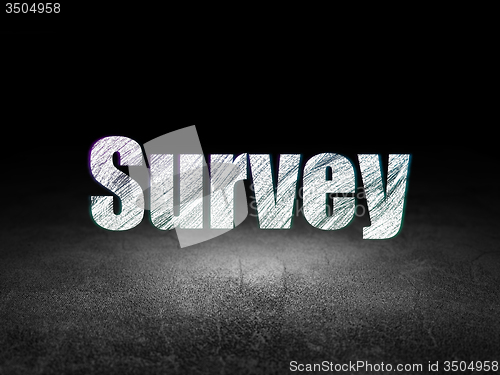 Image of Science concept: Survey in grunge dark room