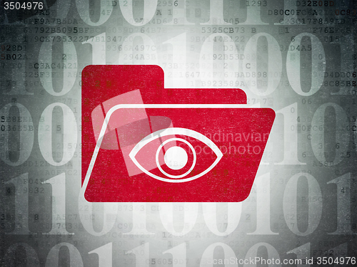 Image of Finance concept: Folder With Eye on Digital Paper background