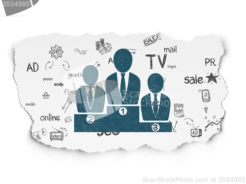 Image of Advertising concept: Business Team on Torn Paper background