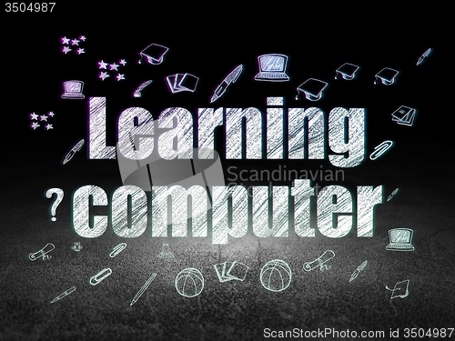 Image of Learning concept: Learning Computer in grunge dark room