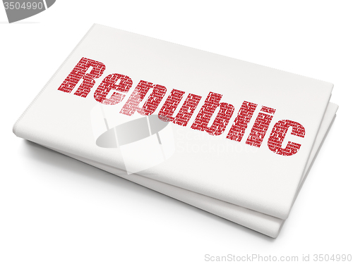 Image of Political concept: Republic on Blank Newspaper background