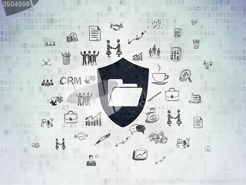 Image of Finance concept: Folder With Shield on Digital Paper background
