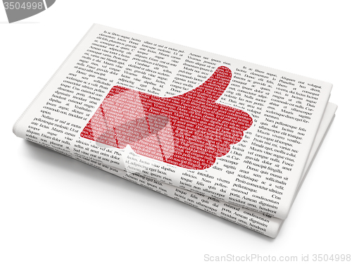 Image of Social media concept: Thumb Up on Newspaper background