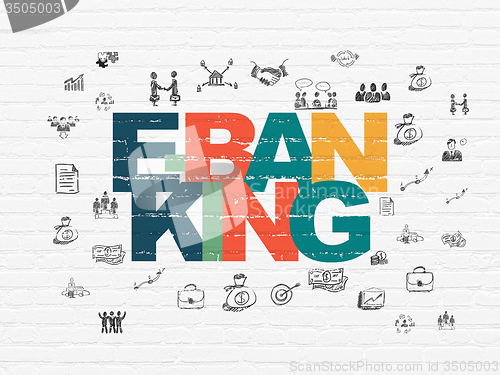 Image of Finance concept: E-Banking on wall background