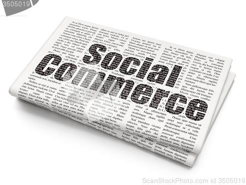Image of Marketing concept: Social Commerce on Newspaper background